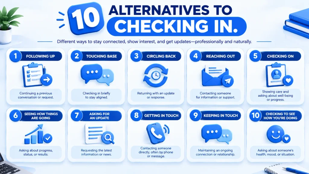 10 alternatives to checking in including following up touching base and reaching out