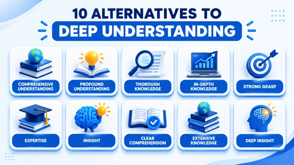 10 alternatives to deep understanding including comprehensive understanding expertise insight and in-depth knowledge