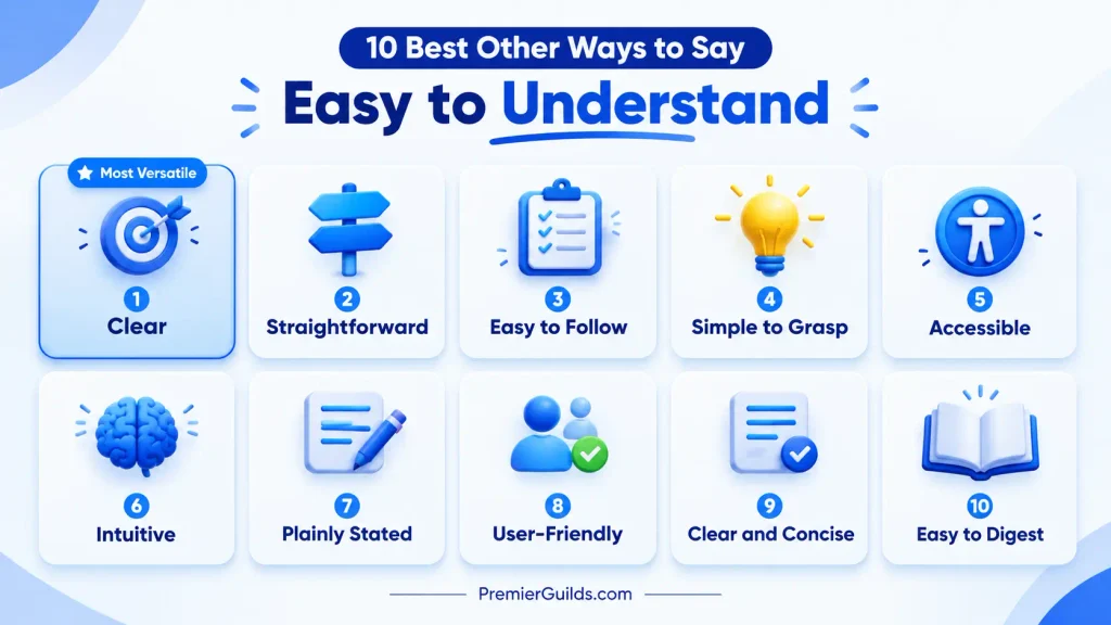 10 alternatives to easy to understand including clear straightforward and intuitive