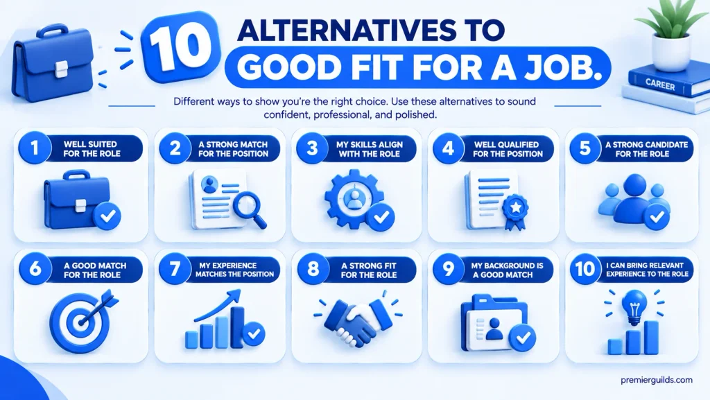 10 alternatives to good fit for a job including well suited for the role and strong match