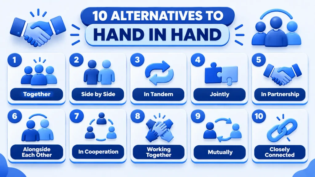 10 alternatives to hand in hand including together side by side and in tandem