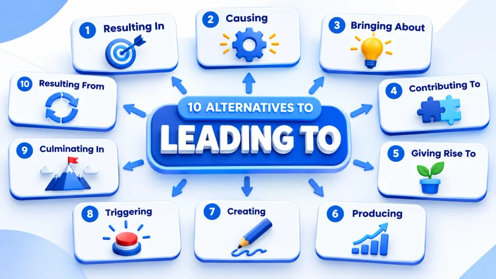 vocabulary infographic showing 10 alternatives to leading to