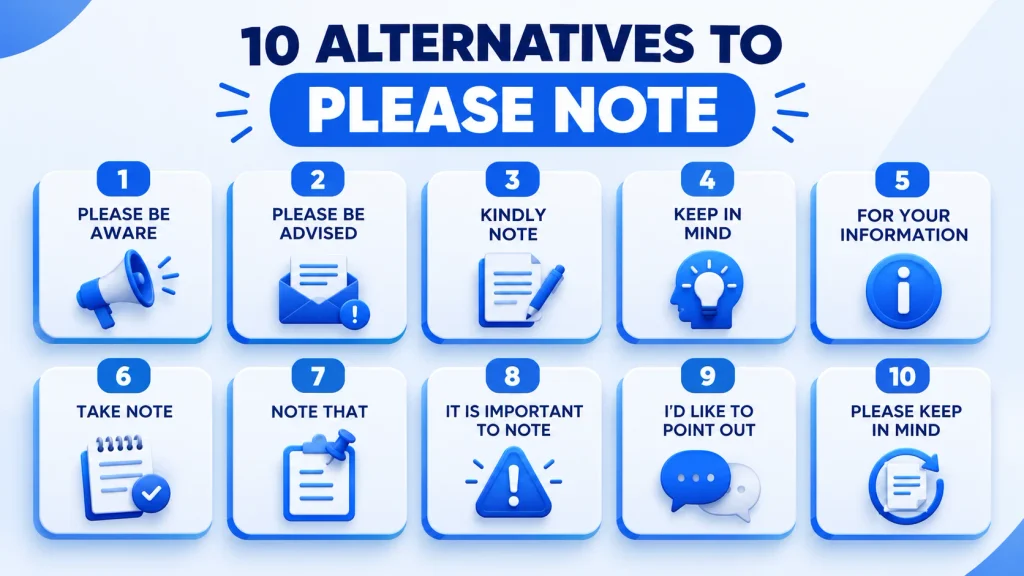 10 alternatives to please note including please be aware and please be advised