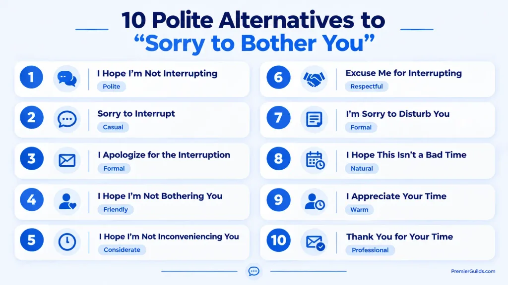 10 polite alternatives to sorry to bother you with formal, friendly, and professional options