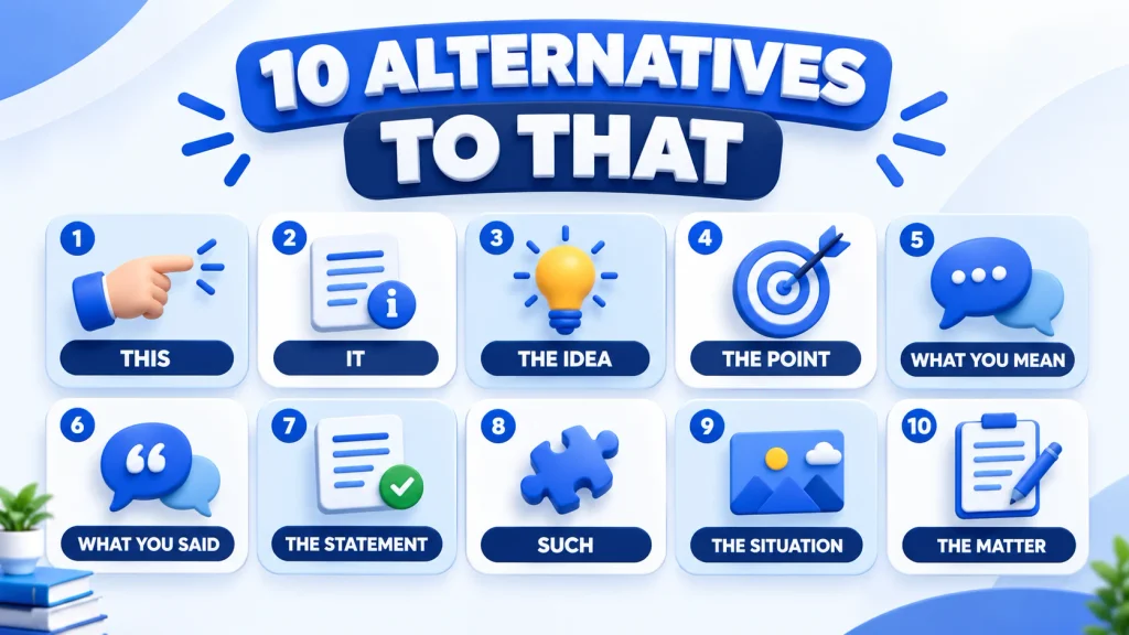 10 alternatives to that including this it the idea the point and what you mean