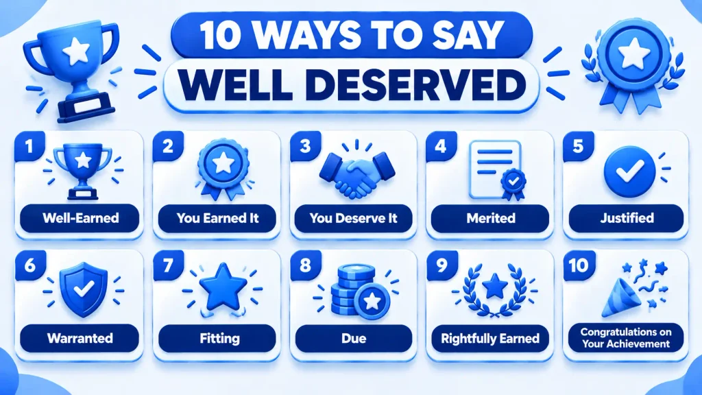 10 alternatives to well deserved including well-earned you earned it and you deserve it