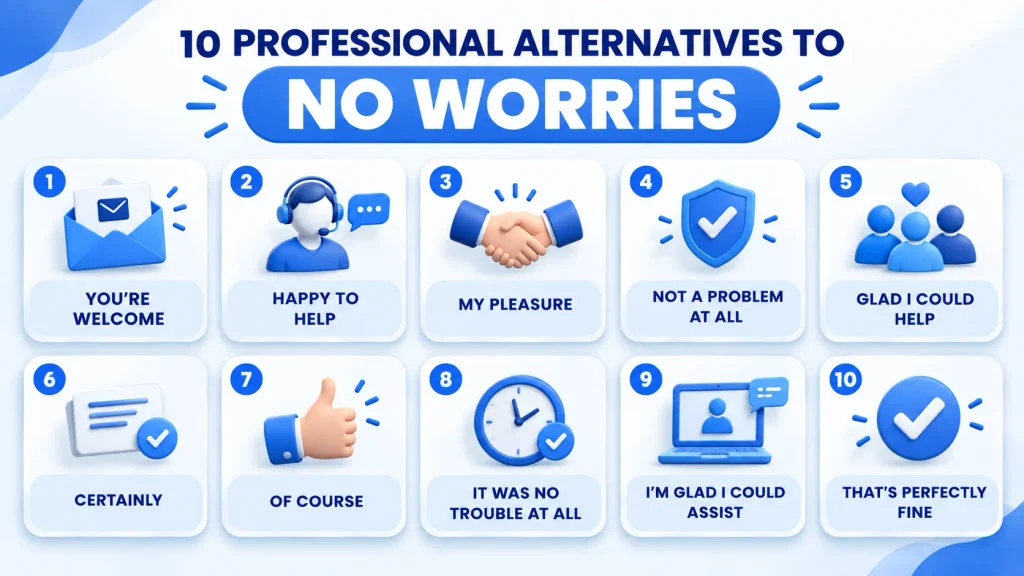 10 professional alternatives to no worries including you’re welcome and happy to help