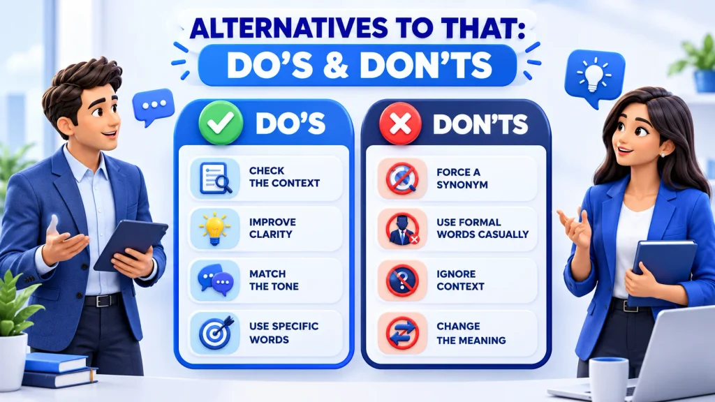 Do’s and don’ts for using alternatives to that in English communication