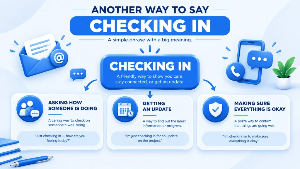 Meaning of another way to say checking in with common English alternatives