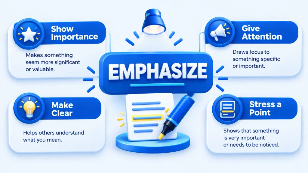 Meaning of emphasize showing importance and giving attention to a key point
