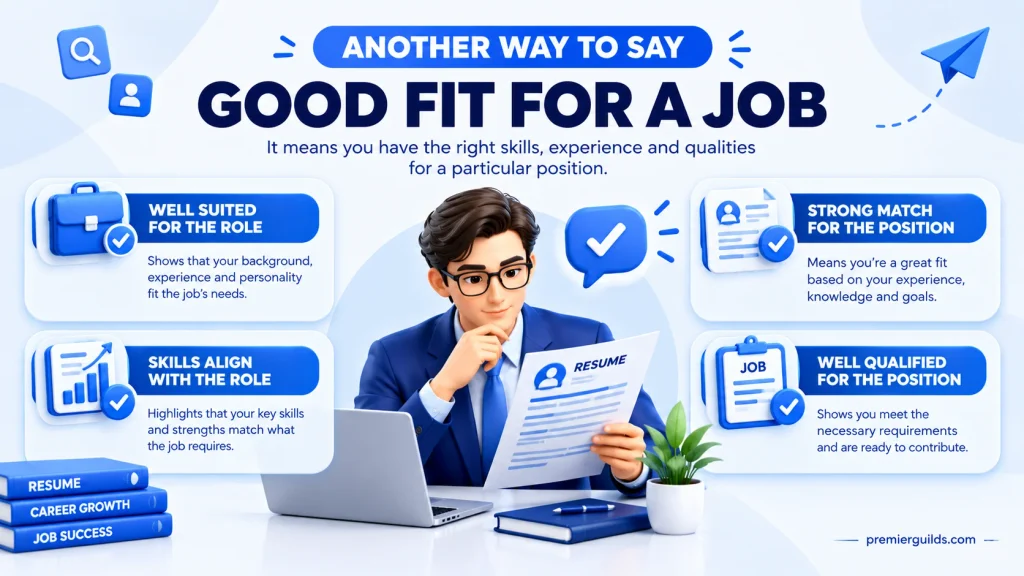 Meaning of another way to say good fit for a job with professional alternatives
