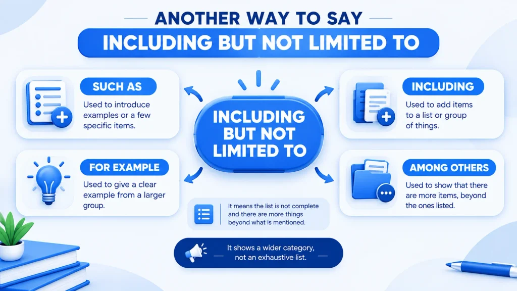 Meaning of another way to say including but not limited to with common alternatives