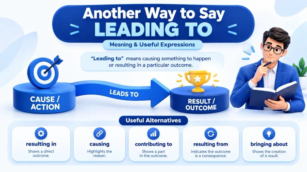 infographic explaining another way to say leading to and related expressions