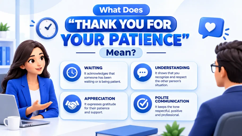 Meaning of thank you for your patience showing waiting appreciation and polite communication