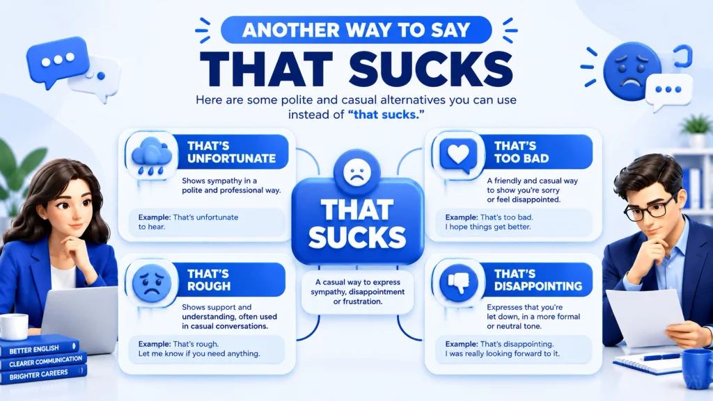 Meaning of another way to say that sucks with polite and casual alternatives