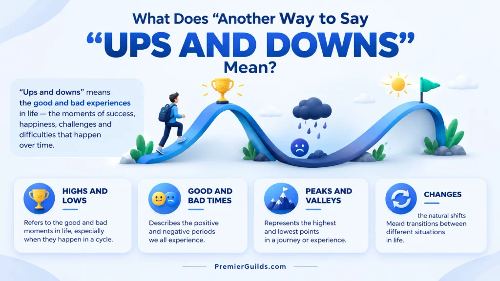 Meaning of another way to say ups and downs with common English alternatives