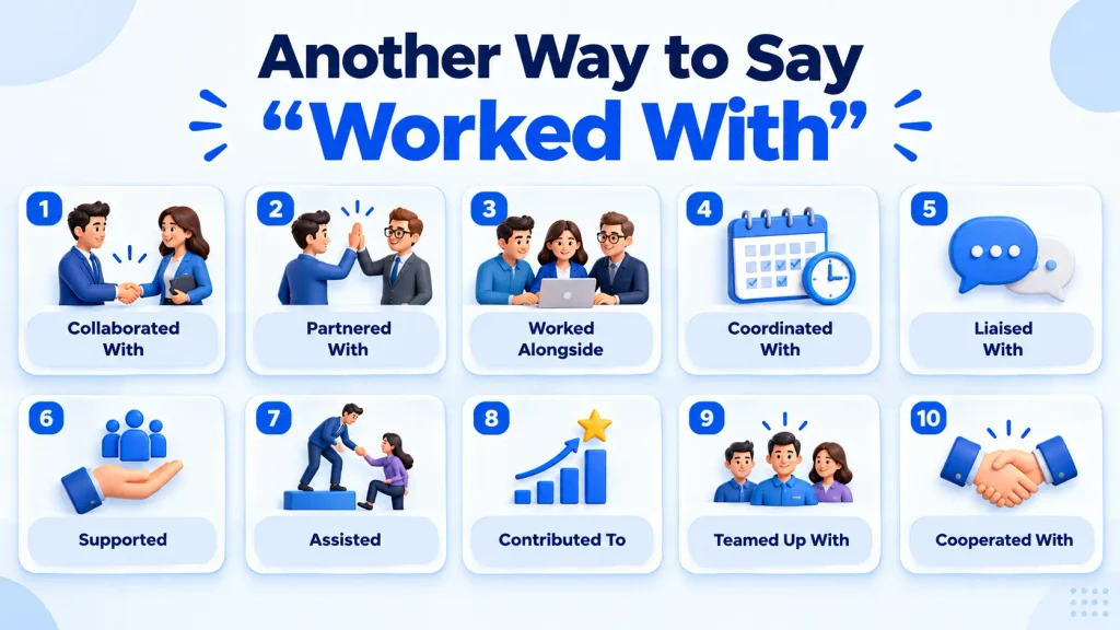 10 alternatives for another way to say worked with