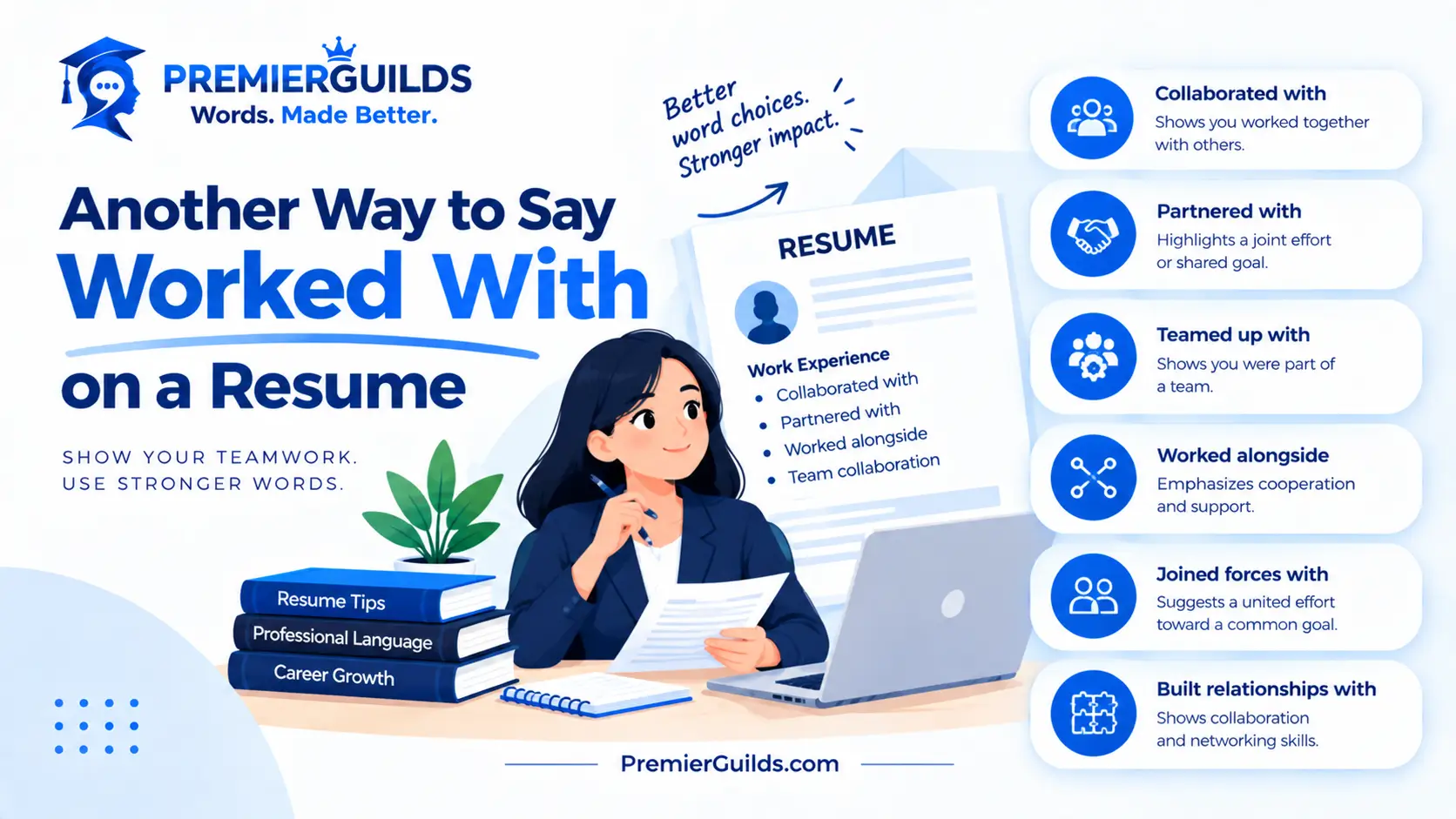 another way to say worked with on a resume