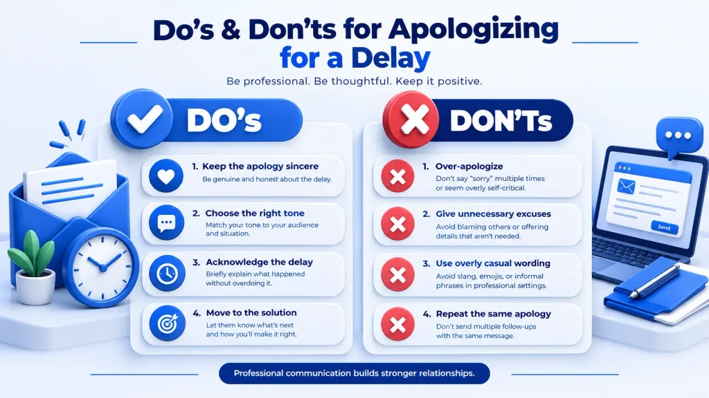 Do’s and don’ts for apologizing professionally for a delayed response