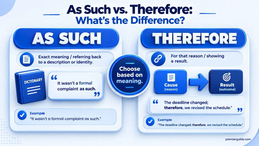 As such versus therefore showing the difference between exact meaning and cause and effect