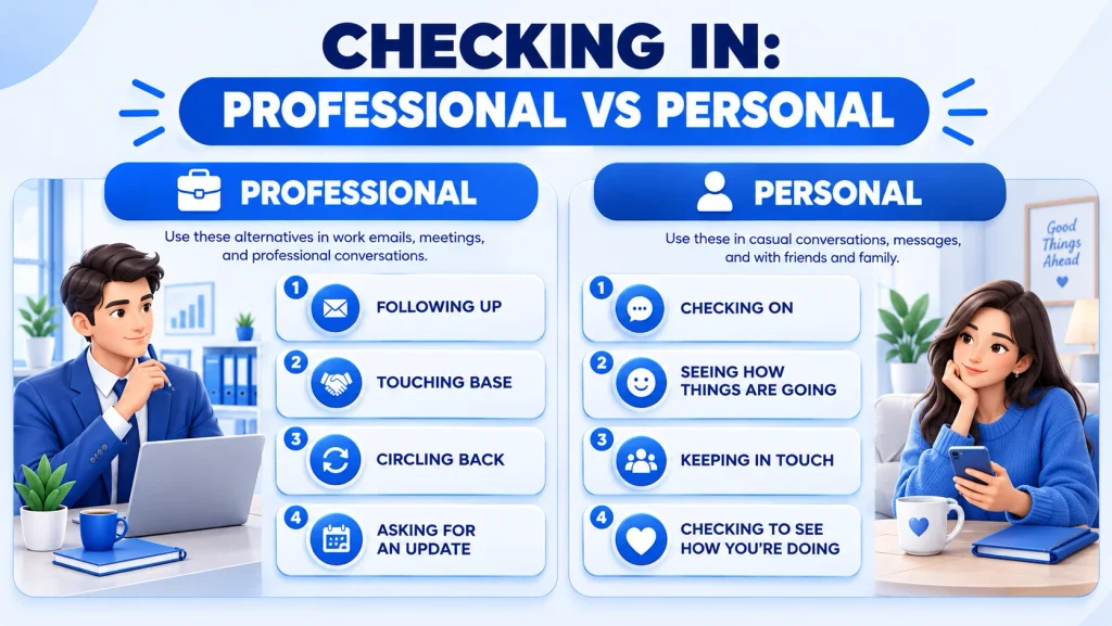 Professional and personal alternatives to checking in by communication context