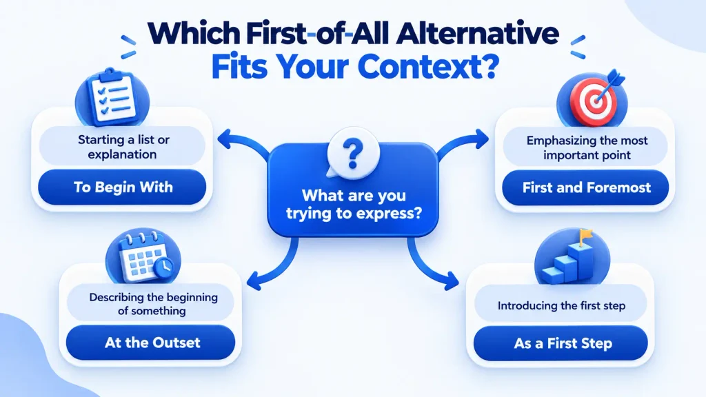 how to choose the right alternative to first of all by context