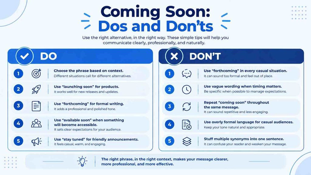 Dos and don’ts for using alternatives to coming soon