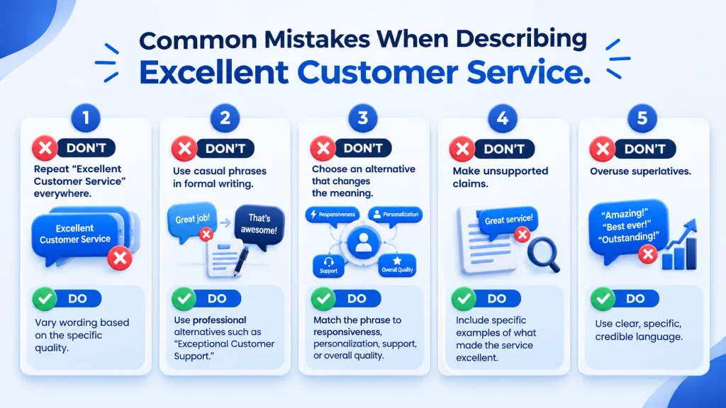 common mistakes when describing excellent customer service