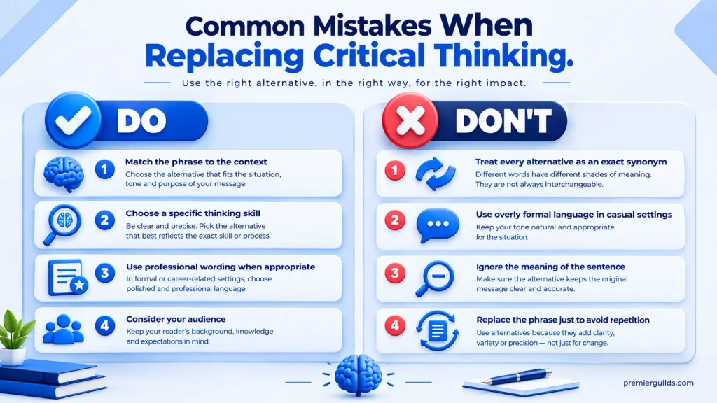 Do and don’t guide for using alternatives to critical thinking