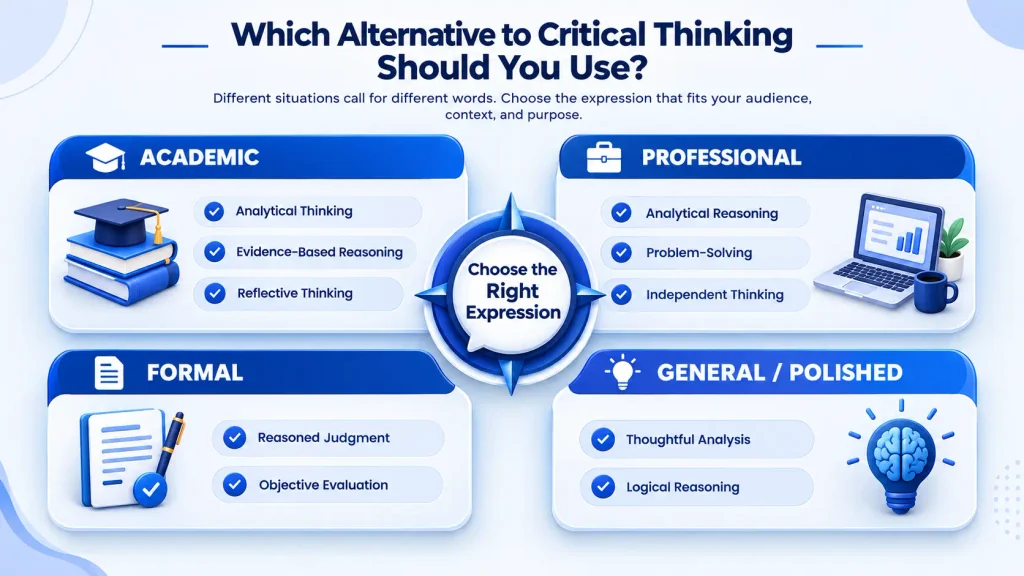 Tone and context guide for choosing alternatives to critical thinking