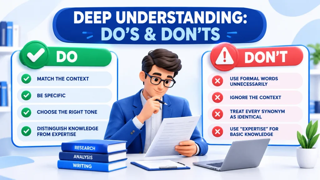 Do’s and don’ts for using alternatives to deep understanding in academic and professional writing