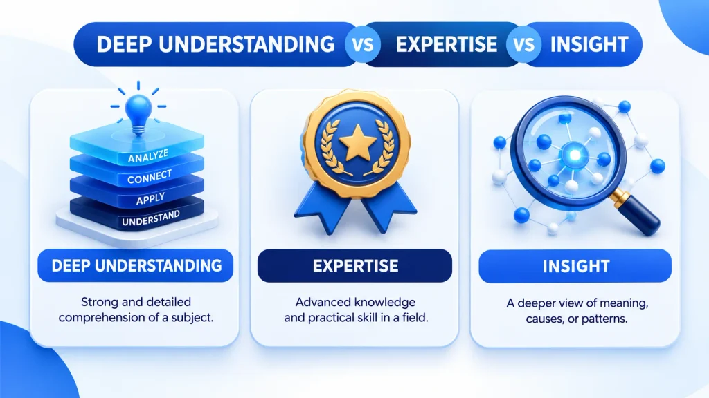 Difference between deep understanding expertise and insight