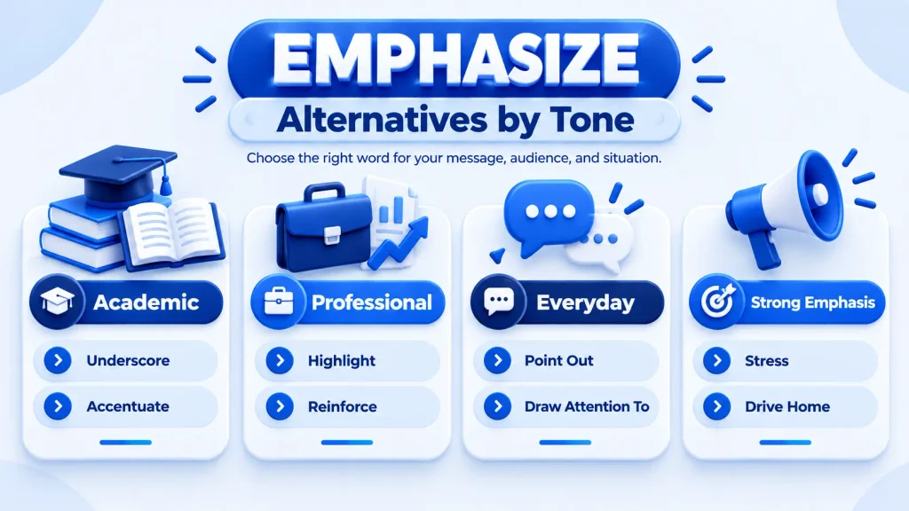 Academic professional everyday and strong alternatives to emphasize by tone
