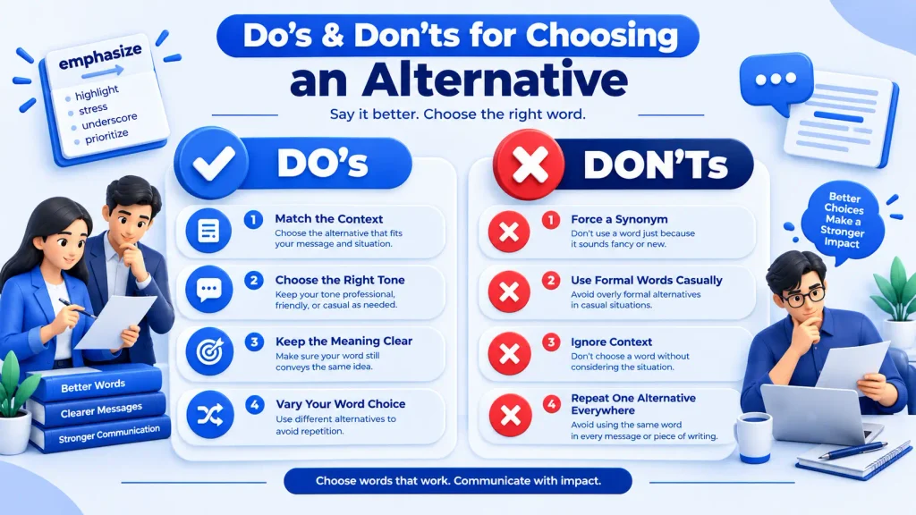 Do’s and don’ts for choosing the right alternative to emphasize