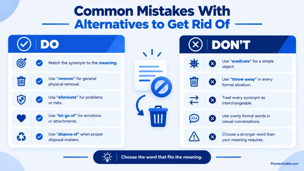 Do’s and don’ts for using alternatives to get rid of correctly in English