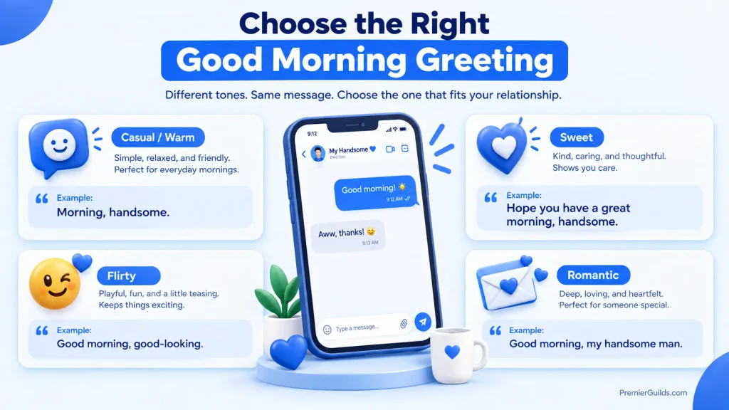 Tone guide for choosing sweet romantic flirty and casual alternatives to good morning handsome
