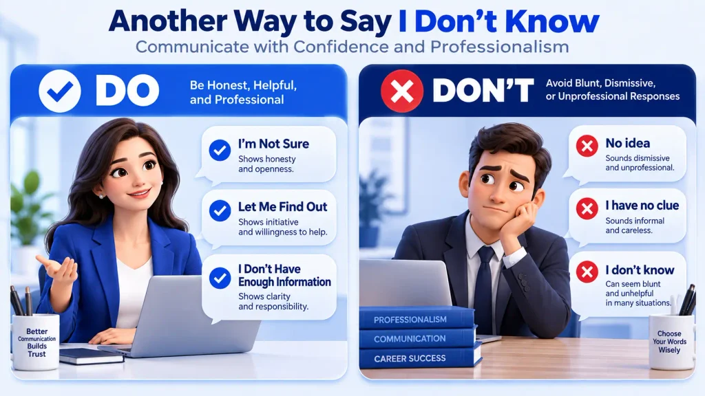 3D do’s and don’ts infographic for using alternatives to I don’t know