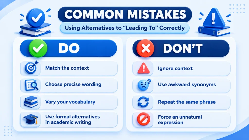 do and don’t infographic for using alternatives to leading to correctly