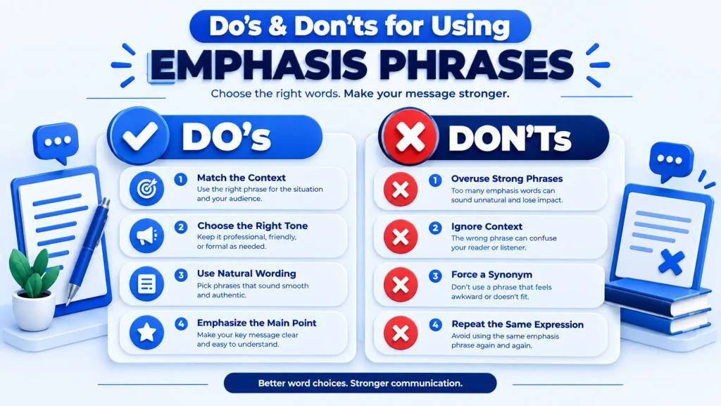 Do’s and don’ts for choosing alternatives to emphasize an important point