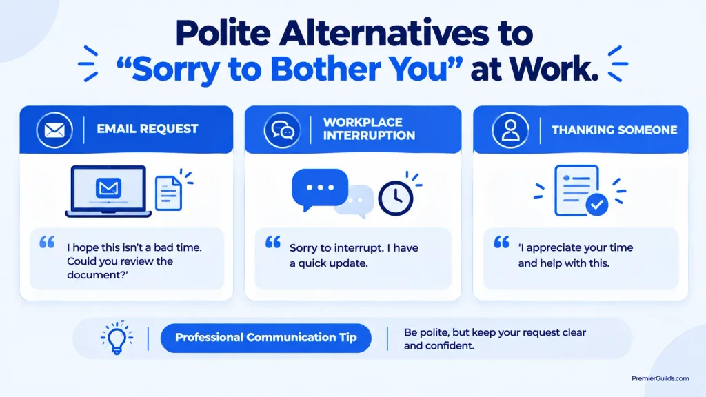 Professional alternatives to sorry to bother you for workplace emails and conversations