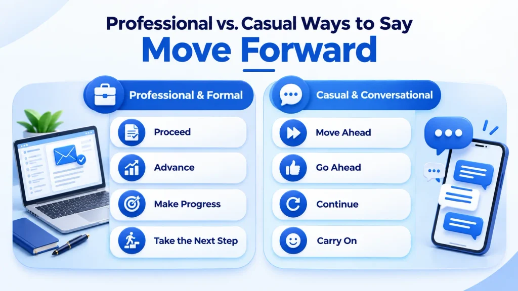 professional and casual alternatives to move forward