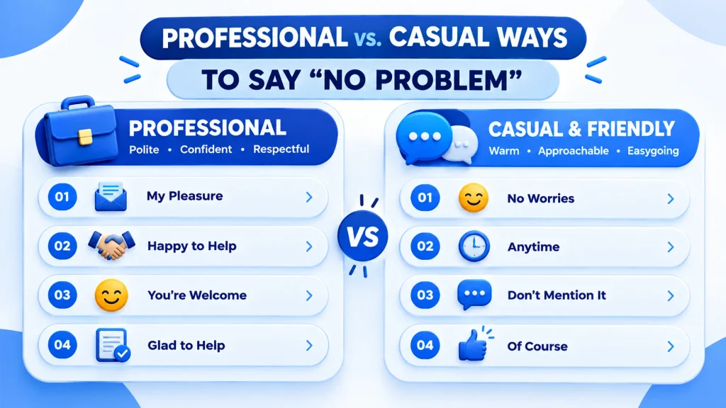 Professional and casual ways to say no problem
