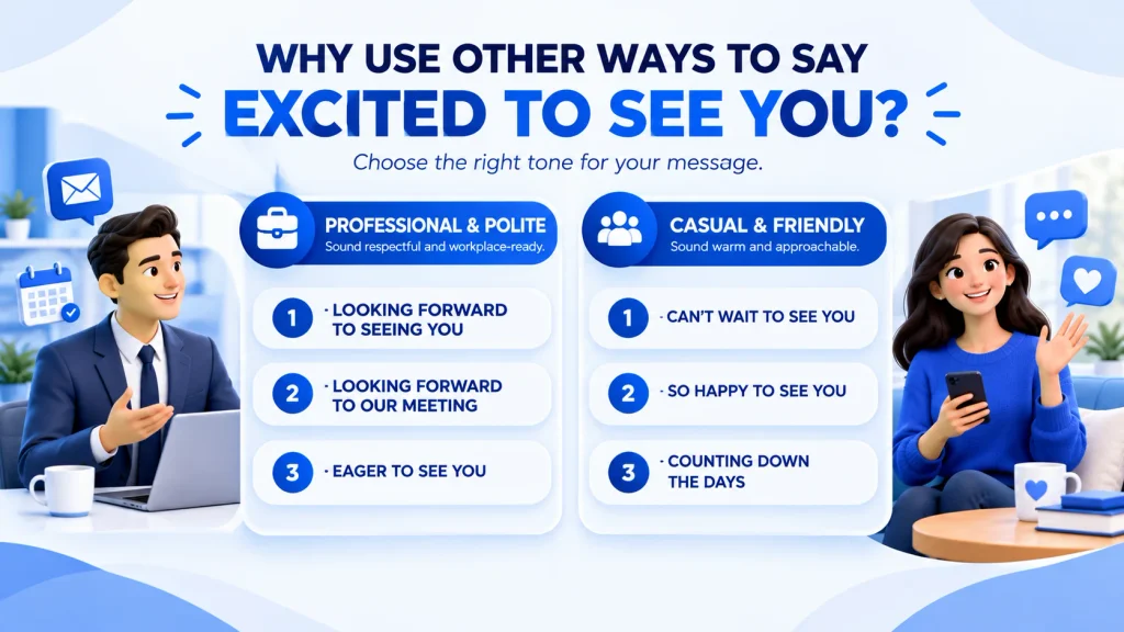 Professional and casual alternatives to excited to see you by tone