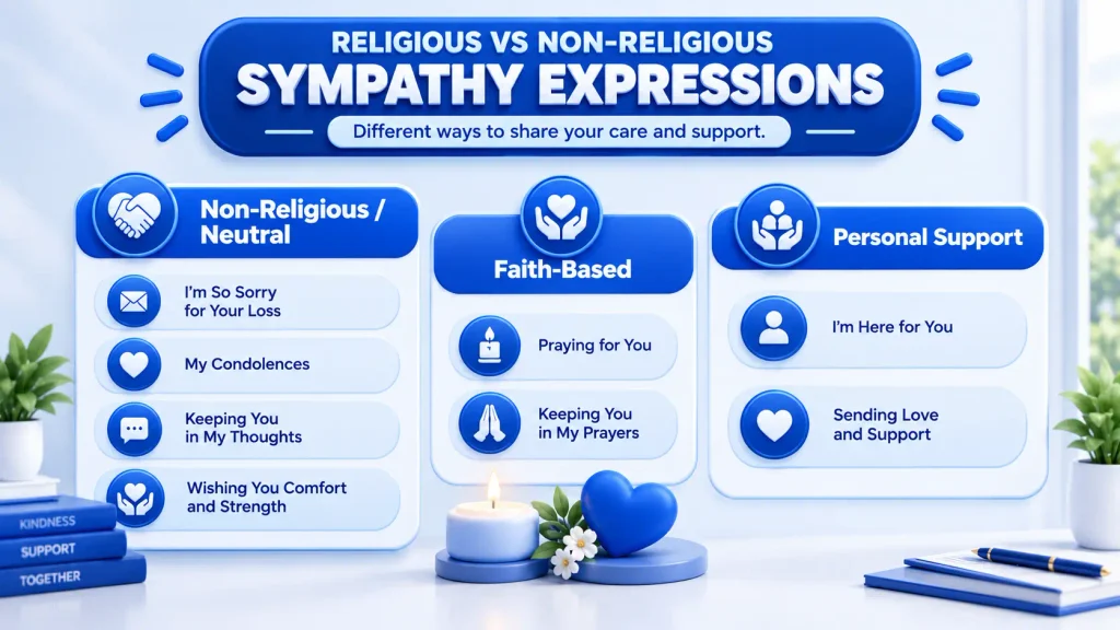 Religious and non-religious sympathy expressions for condolence messages