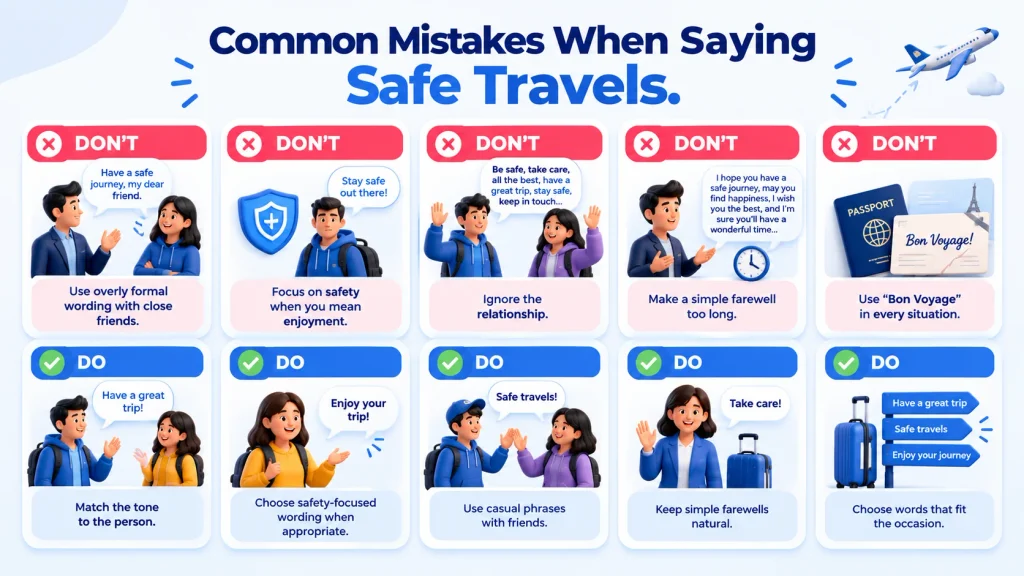 common mistakes when saying safe travels