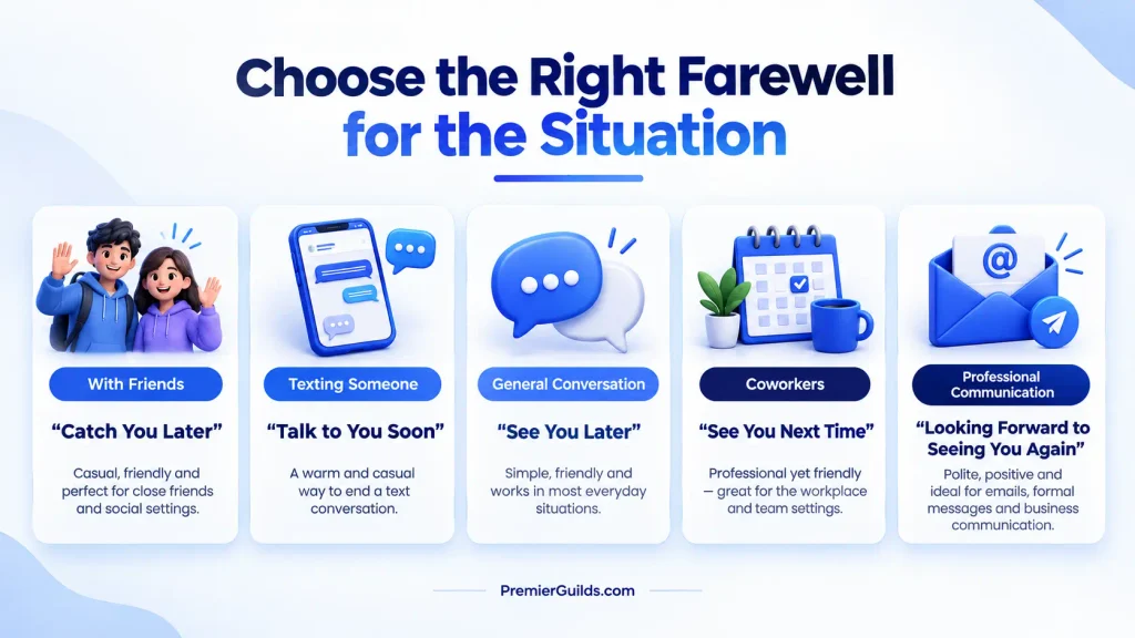 Examples of see you soon alternatives for friends, texts, coworkers, and professional communication