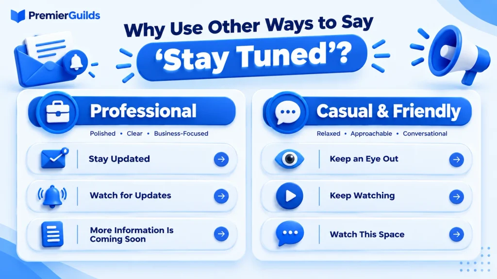 Professional and casual alternatives to stay tuned