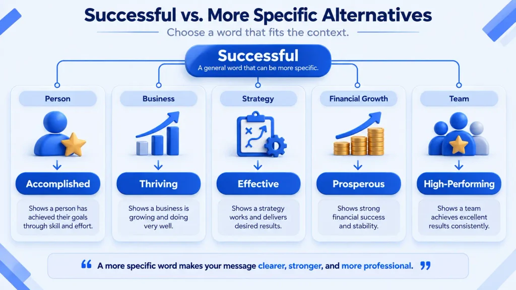 Comparison of alternatives to successful for people, businesses, strategies, finances, and teams