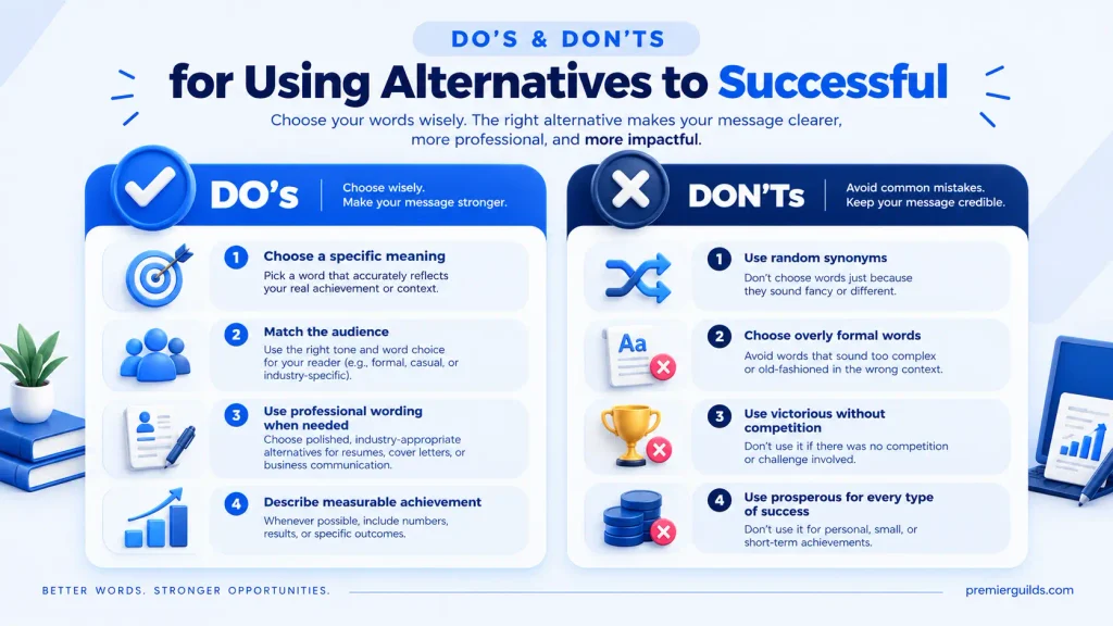 Do’s and don’ts for choosing alternatives to the word successful