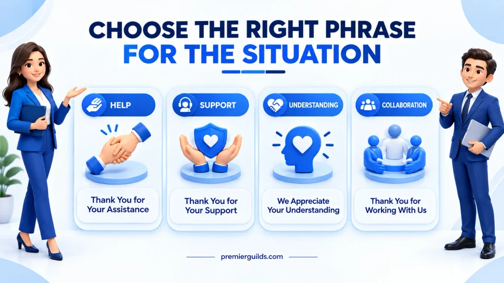 Choosing alternatives to thank you for your cooperation based on the situation